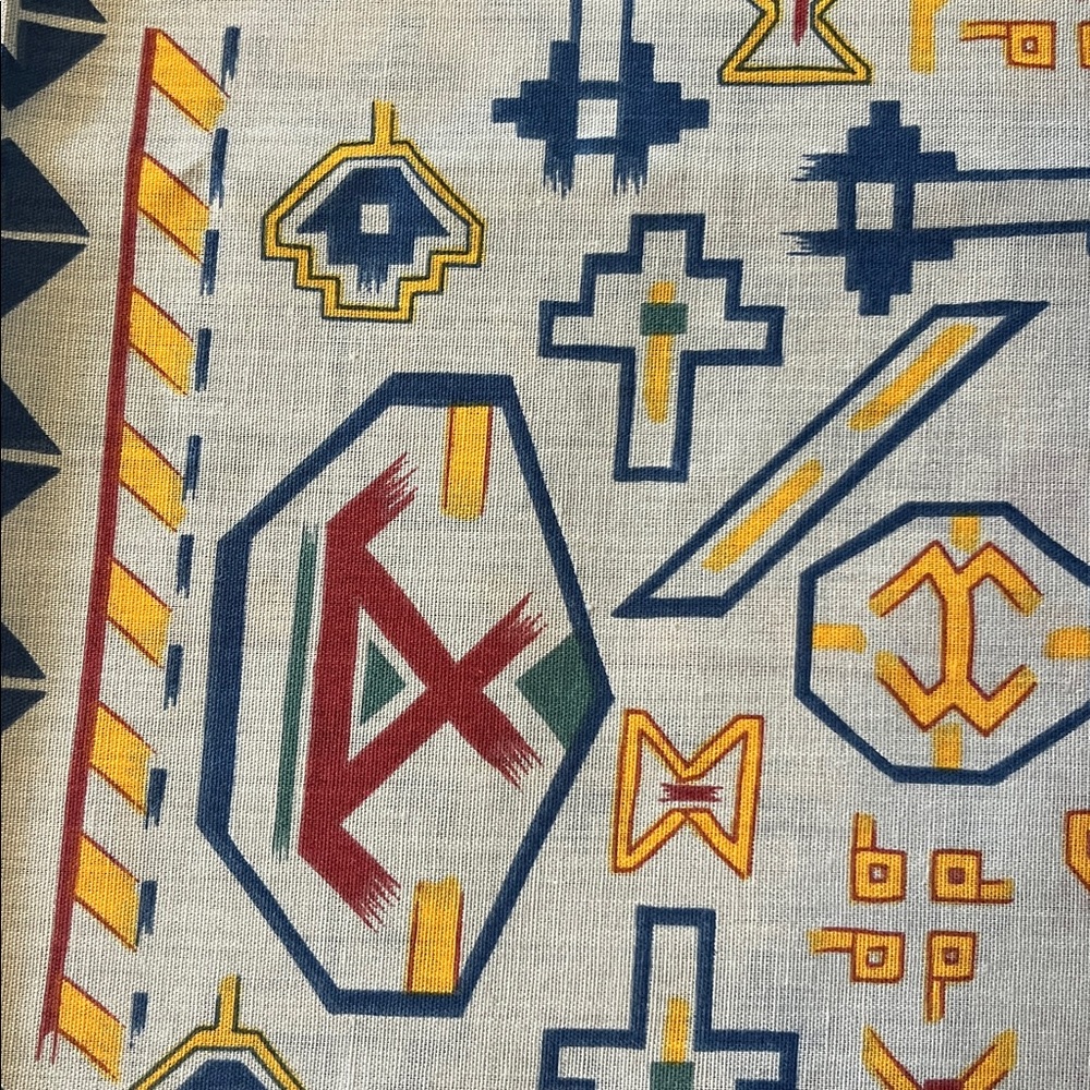 Vintage Southwestern Pattern Fabric - Blue, Yellow, Red - 1.5 yards - Picture 5 of 5